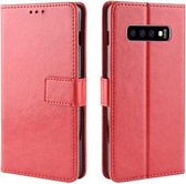 Retro Crazy Horse Texture Horizontale Flip Leren Case voor Galaxy S10 (5G), met Houder & Kaartsleuven & Fotolijst (Rood)