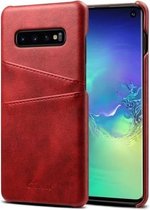 Suteni Calf Texture-beschermhoes voor Galaxy S10, met kaartsleuven (rood)