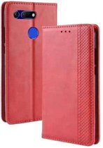 Magnetische gesp Retro textuur horizontale flip lederen tas voor Huawei Honor View 20, met houder & kaartsleuven en portemonnee (rood)