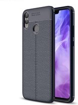 Litchi Texture TPU schokbestendig hoesje voor Huawei Honor 8X (marineblauw)