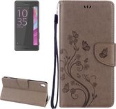 Voor Sony Xperia XA Ultra Bloemen Embossing Horizontale Flip Leren Case met Houder & Kaartsleuven & Portemonnee & Lanyard (Grijs)