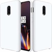 Effen kleur vloeibare siliconen valbestendige beschermhoes voor One Plus 6T (wit)