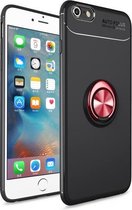 Metalen ringhouder 360 graden roterende TPU-hoes voor iPhone 6 Plus & 6s Plus (zwart + rood)