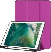 Custer Texture horizontale lederen flip-hoes voor iPad Pro 10,5 inch / iPad Air (2019), met drie-vouwbare houder en pennensleuf (paars)