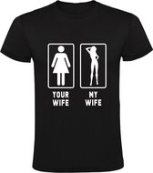 My hot wife Heren t-shirt | your wife my wife | bikini | jouw vriendin mijn vriendin | relatie |  Zwart