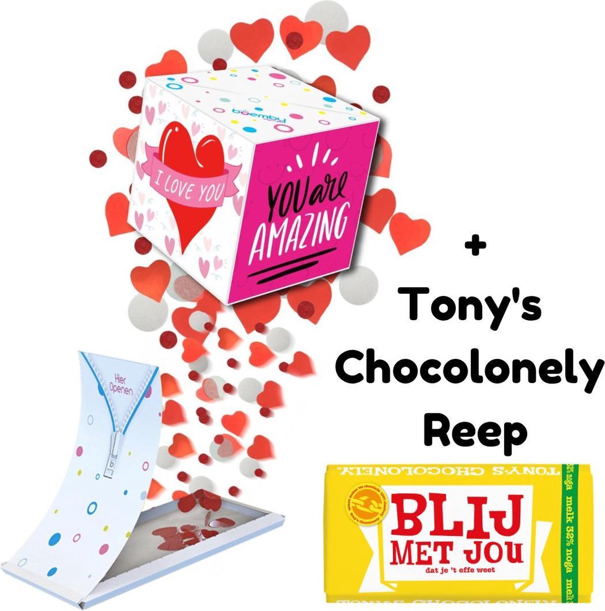Boemby - Exploderende Confettikubus Verjaardagskaart - Tony Chocolonely  Brievenbus... | bol.com