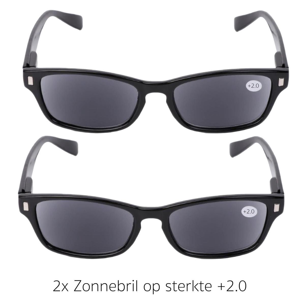 2 Stuks Zonnebril sterkte +2 - Rechthoekig model | bol.com