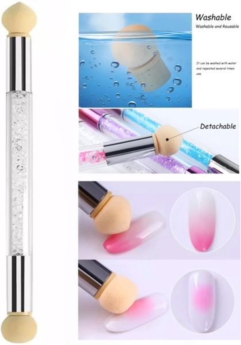 Goedkoopste GUAPÀ - Nail Art Blooming Spons & Stempel Penseel voor het maken van Babyboom en Holografisch effecten op je nagels - Kleur Crystal White