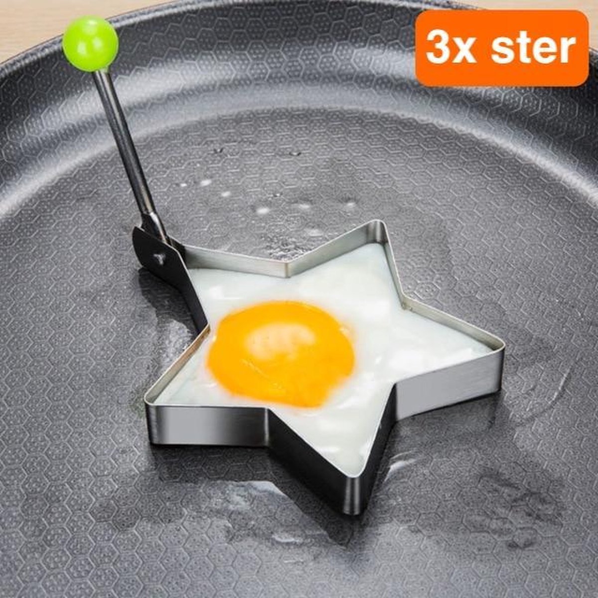 Ei vorm ster – 3 stuks – pannenkoeken vorm – Ei frame – ei ster – Pancake – Bak ring – Egg bakvorm - Omelettes - RVS