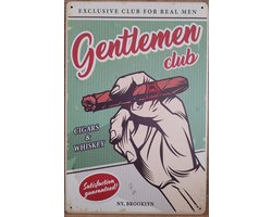Gentlemen Club Cigars sigaren Reclamebord van metaal METALEN-WANDBORD - MUURPLAAT - VINTAGE - RETRO - HORECA- BORD-WANDDECORATIE -TEKSTBORD - DECORATIEBORD - RECLAMEPLAAT - WANDPLAAT - NOSTALGIE -CAFE- BAR -MANCAVE- KROEG- MAN CAVE
