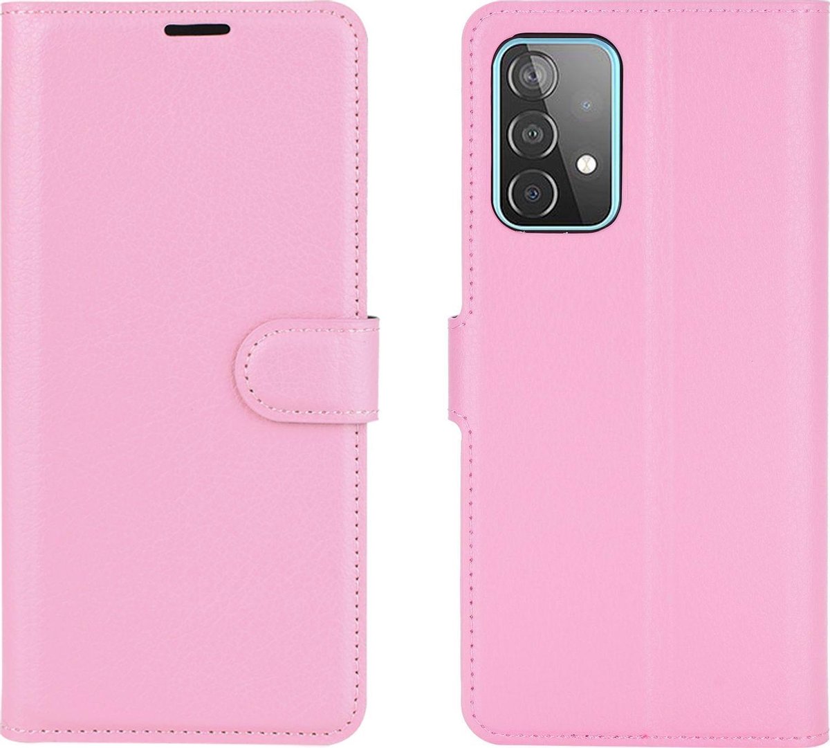 Mobigear Telefoonhoesje geschikt voor Samsung Galaxy A52s 5G Hoesje | Mobigear Classic Bookcase Portemonnee | Pasjeshouder voor 3 Pasjes | Telefoonhoesje voor Pinpas / OV Kaart / Rijbewijs - Roze
