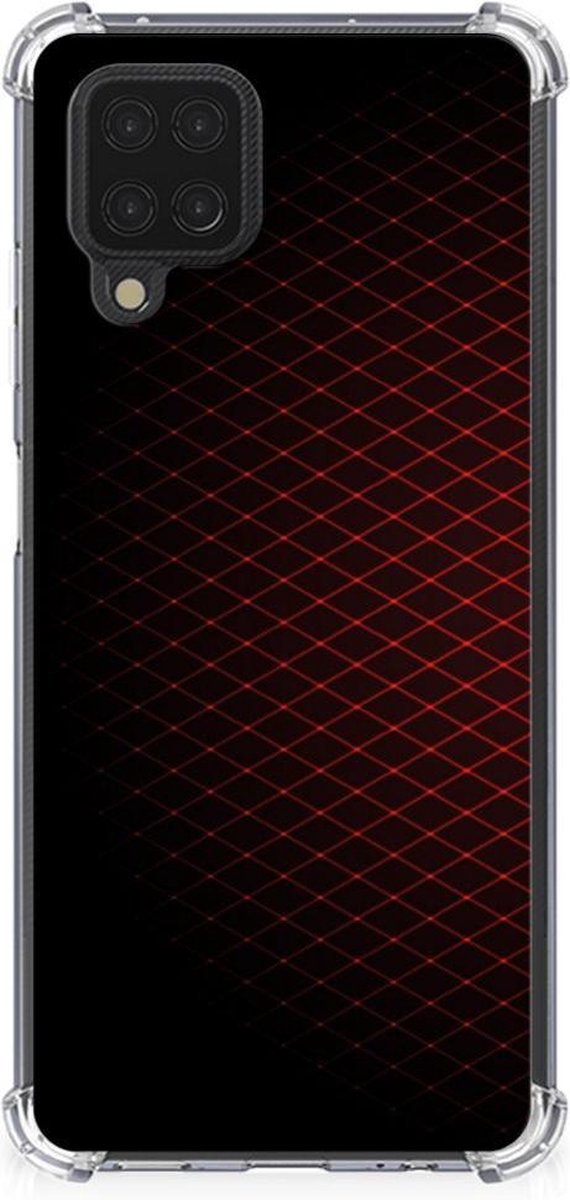 Samsung Galaxy A12 Doorzichtige Silicone Hoesje Geruit Rood
