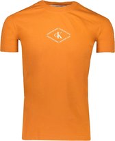 Calvin Klein T-shirt Oranje Oranje Getailleerd - Maat XL - Heren - Lente/Zomer Collectie - Katoen