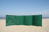 Strand Windscherm 5 meter dralon effen groen met houten stokken