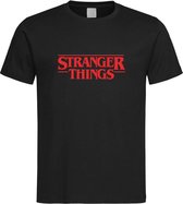 Zwart T shirt met Rood "Stranger Things" tekst maat S