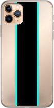 Apple iPhone 11 Pro Max - Smart cover - Transparant - Streep - Zwart - Lichtblauw