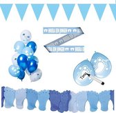 Hoera Een Jongen Partyset! | Versiering pakket | Geboorte Versiering | Verjaardag Versiering | Blauwe versiering | Thema Versiering | Ballonnen | Slingers
