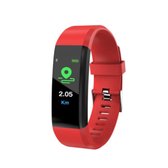 Smart Sport Horloge 115 Plus - Watch - Hardloop Armband - Stappenteller - Hartslagmeter - Bloeddrukmeter - Activity Tracker - Bluetooth - Waterdicht - Gezond - Fitness - Rood