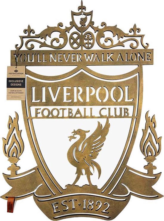 FootballDesign LFC. - 95 x 70 cm - Bronze Metallic | Wanddecoratie Voetbal Liverpool