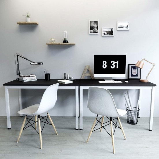 bureau, grote computertafel, stabiele en mooie kantoortafel met groot werkblad, PC-tafel voor thuiskantoor, eenvoudige montage, 120 x 76 x 60 cm (B x H x D), zwart en wit LWD64B