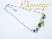 Rhodium ketting limoengroen en groene cirkels