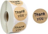 Sluitsticker - Sluitzegel - Thank you | Kraft naturel - Zwart | Hart – Hartje | Bedankje - Envelop | Chique | Envelop stickers | Cadeau - Gift - Cadeauzakje - Traktatie | Post – Pa