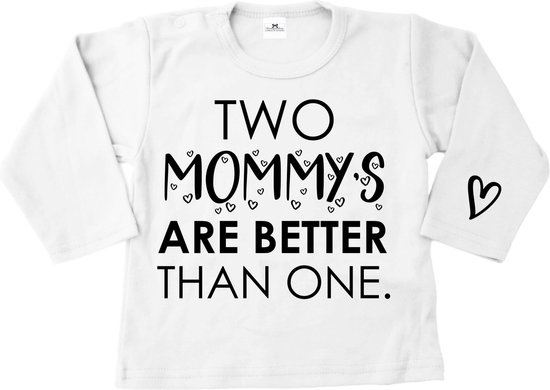 Shirt voor baby twee mama's zijn beter dan één-Maat 56