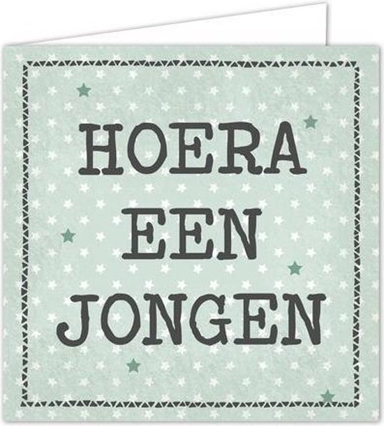 Wenskaart 'Hoera een jongen' inclusief envelop - Kaart geboorte jongen