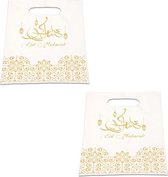 12x stuks Ramadan Mubarak thema feestzakjes/uitdeelzakjes wit/goud 23 x 17 cm - Suikerfeest/offerfeest