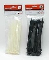 Kabelbinders/tie-wraps pakket zwart 250x stuks in 3 verschillende formaten 18 cm(100x) - 28 cm(100x) - 40 cm(50x)