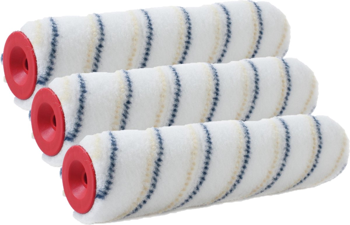 Set van 6x stuks muur vacht anti-spat verfrollers nylon pluisvrij 6,2 x 25 cm - Verfspullen - Schildersbenodigheden