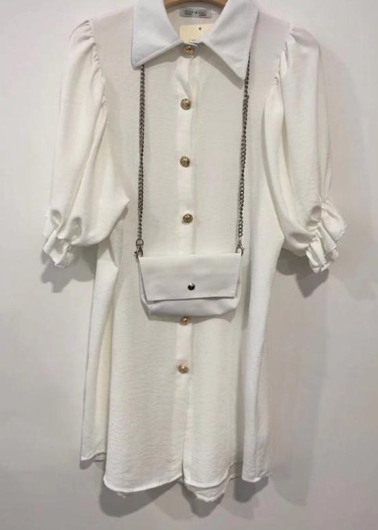 Oversized blouse / jurk + tasje | wit | one size | bol.com