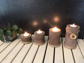 Vaderdag - cadeau fête des pères - rituels - coffret cadeau - El Beton Vuur & Nature Cilindro 4 pièces - bougeoir - bougeoir - bougies - béton - corde - lumière d'ambiance - bougies - lumières de wachine - marron - fait main - pigment de couleur