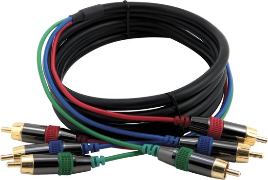 DELTACO MM-70B Component Video Kabel, 2x 3 RCA, 5 meter, Verguld, zwart |  bol.com