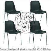 King of Chairs -set van 4- model KoC Elvira antraciet met verchroomd onderstel. Kantinestoel stapelstoel kuipstoel vergaderstoel tuinstoel kantine stoel stapel kantinestoelen stape