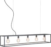 QAZQA cage - Moderne Grote hanglamp voor boven de eettafel | in eetkamer - 5 lichts - L 1500 mm - Donkergrijs - Woonkamer | Slaapkamer | Keuken