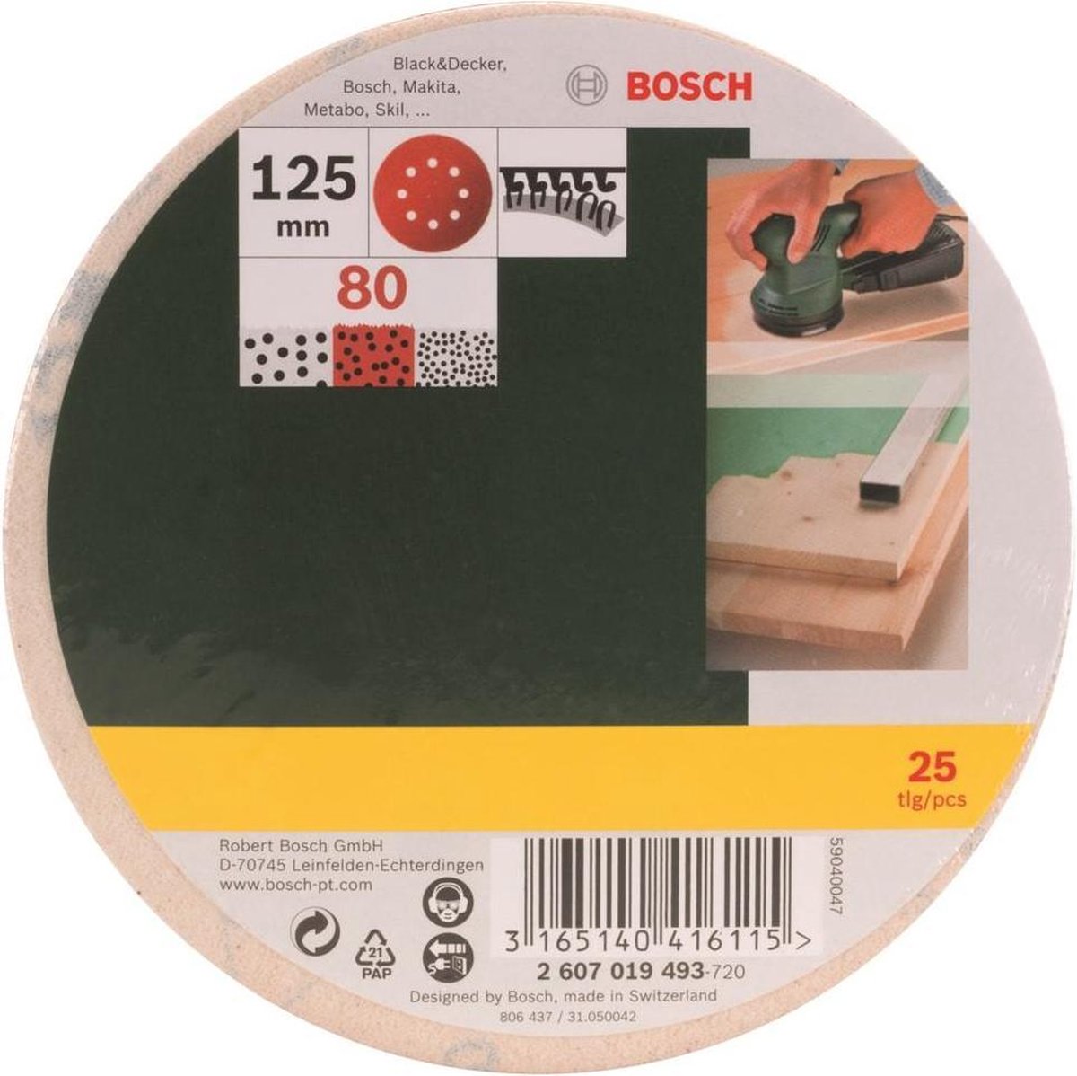 Bosch Schuurbladenset - 25-delig - 125 mm (korrel 80) - Bosch