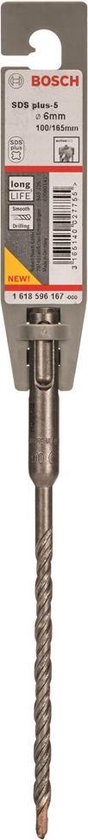 Bosch Accessories SDS-plus-5 1618596167 carbure de tungstène Foret pour marteau-perforateur 6 mm Longueur totale 160 mm