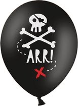 PARTYDECO - 6 latex zwarte piraten ballonnen - Decoratie > Ballonnen