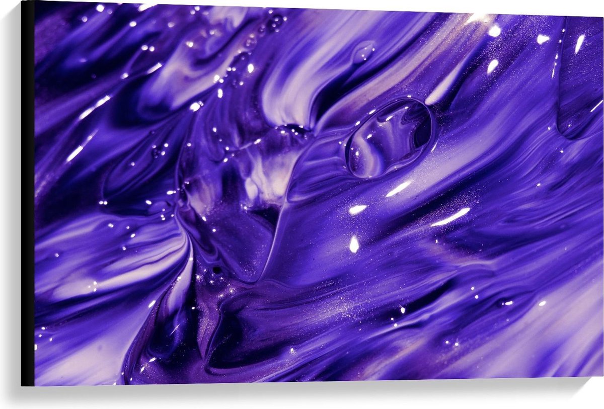 Canvas - Paarse Verf - 90x60cm Foto op Canvas Schilderij (Wanddecoratie op Canvas)