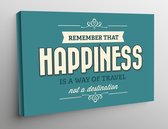 Canvas Inspirational Art - Remember that happiness is a way of travel not a destination - 60x40cm