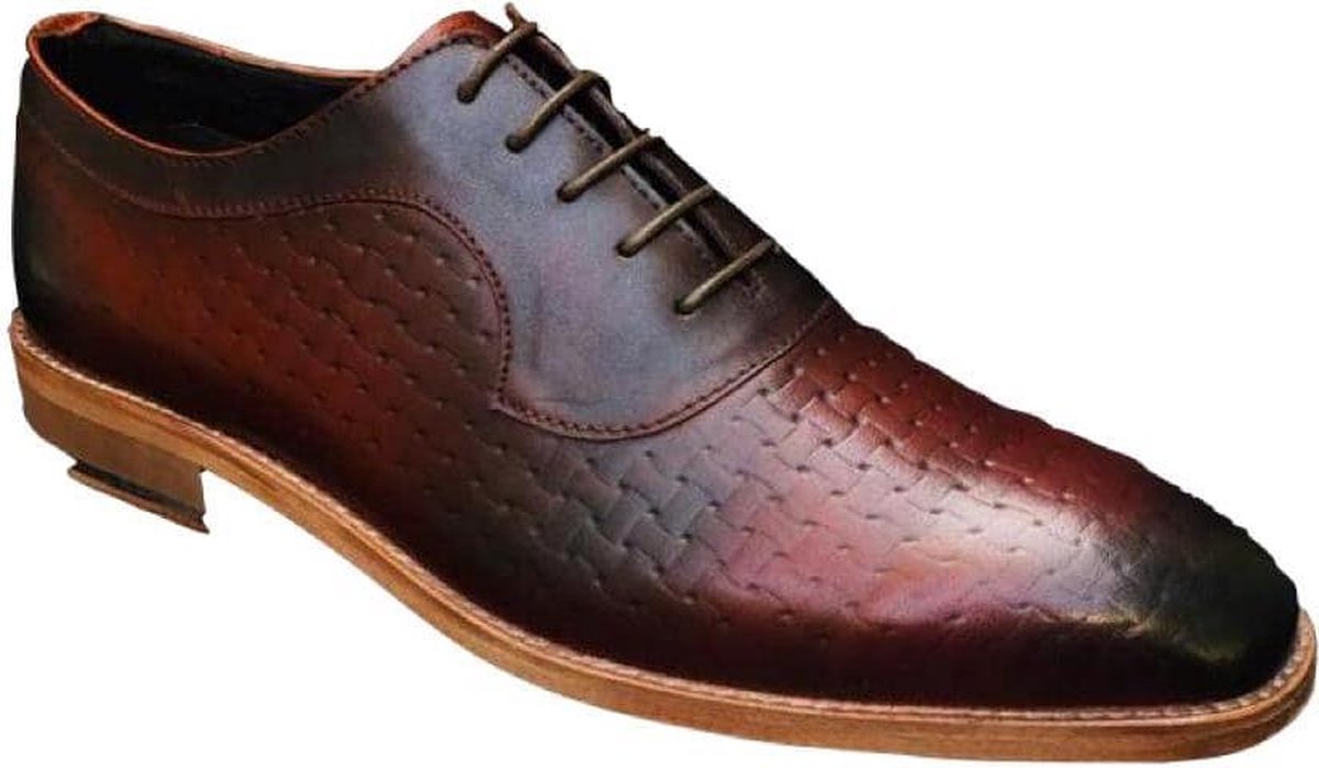 Pantera Pelle Leather Shoes Volledig Lederen Herenschoen Bruin-Bordeaux