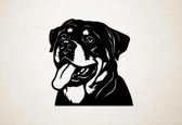 Wanddecoratie - Hond - Rottweiler 13 - L - 78x75cm - Zwart - muurdecoratie - Line Art