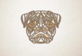 Line Art - Hond - Pug - XS - 24x30cm - Eiken - geometrische wanddecoratie