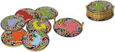Toms Drag Glazen onderzetters+houder (7 stuks)
