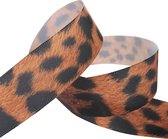 Luipaard Lint 22mm (2,2cm) | Luxe Kwaliteit | Satijnlint | Koper Bruin Zwart | Lint met Animal Print | Luipaard Panter Print | Cadeau lint | Rol: 3 Meter