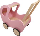 Playwood - Houten Poppenwagen roze klassiek met kap