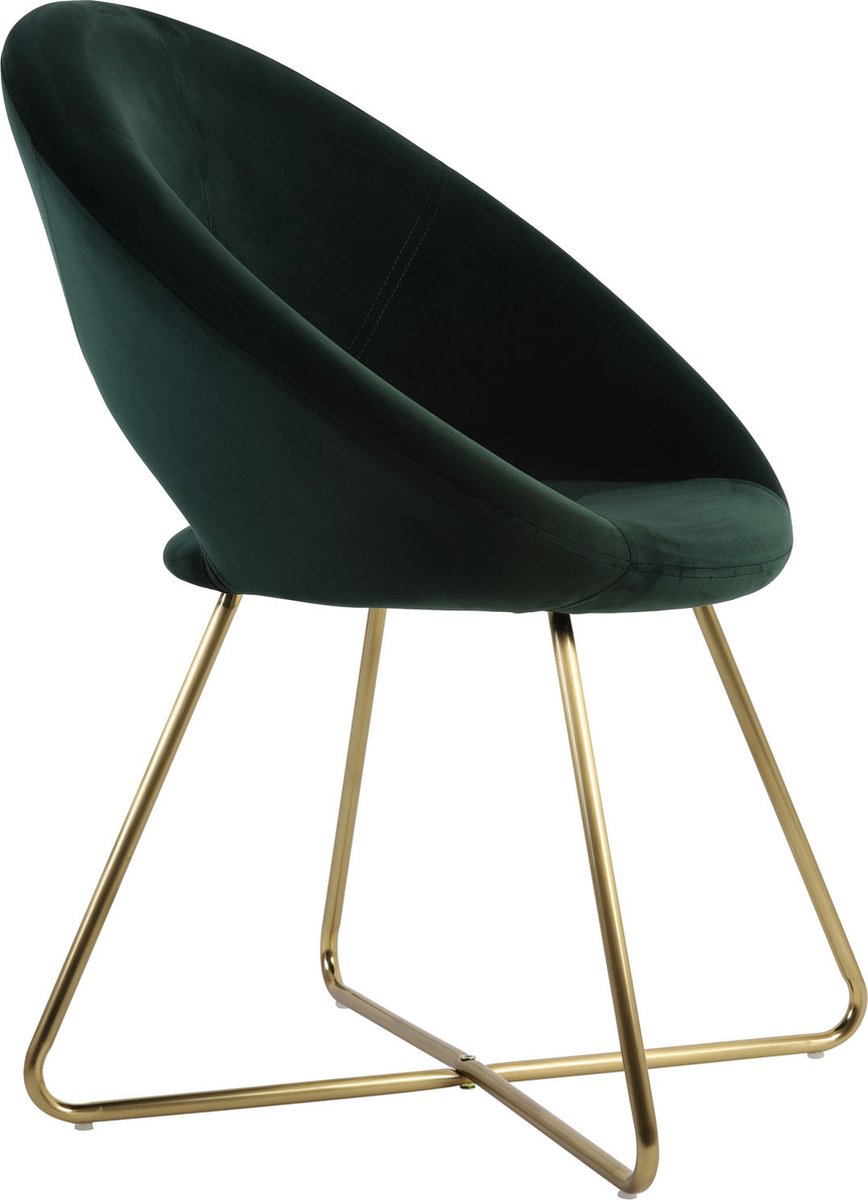 Light & Living Stoel Charlie - Groen/Goud - Velvet