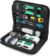 Queencess Netwerk gereedschapset in etui - Netwerk tool set -complete netwerkset RJ45/Cat5/Cat5e/Cat6 - NetwerkToolSet UTP Krimptang en netwerk tester