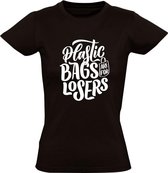 Plastic bags are for losers Dames t-shirt | milieu | grappig | cadeau | Zwart